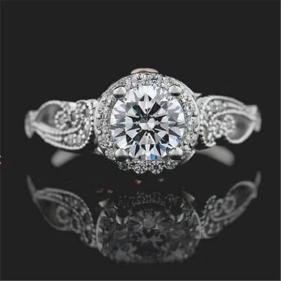 New Women’s 2pc/Set 935 Silver Engagement Diamond Ring - Picture 5 of 5